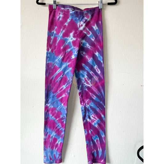 Pink and Purple Adult Small Tie Dye Cotton Leggings