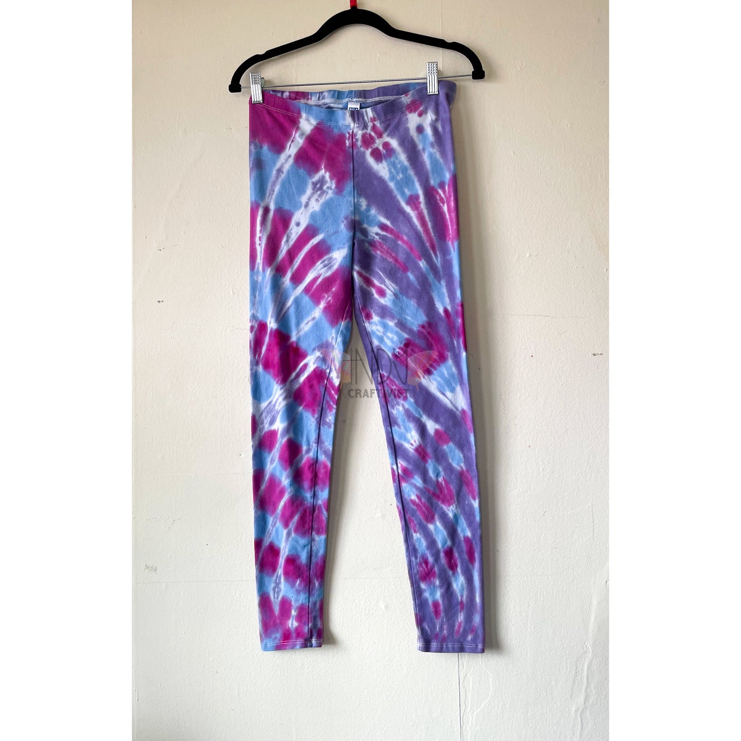 Pink and Purple Adult Small Tie Dye Cotton Leggings
