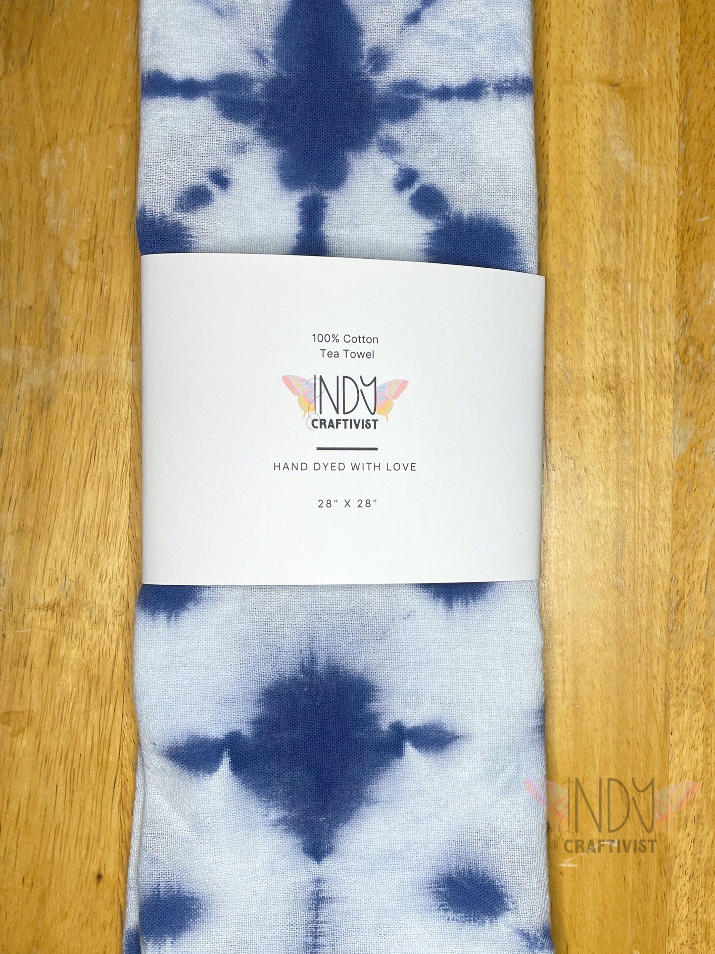 White & Navy Shibori Like Tie Dyed Tea Towels
