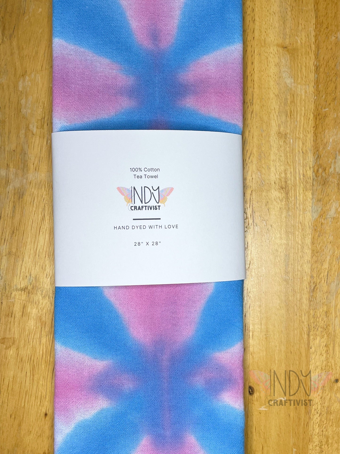Pink , Lilac & Teal Shibori Like Tie Dyed Tea Towels
