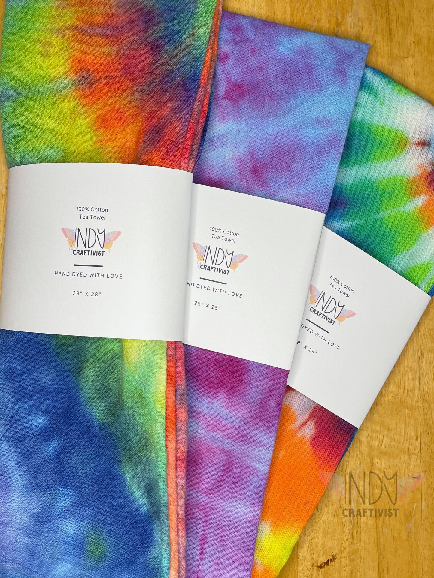Ice Dyed Tie Dyed Tea Towels