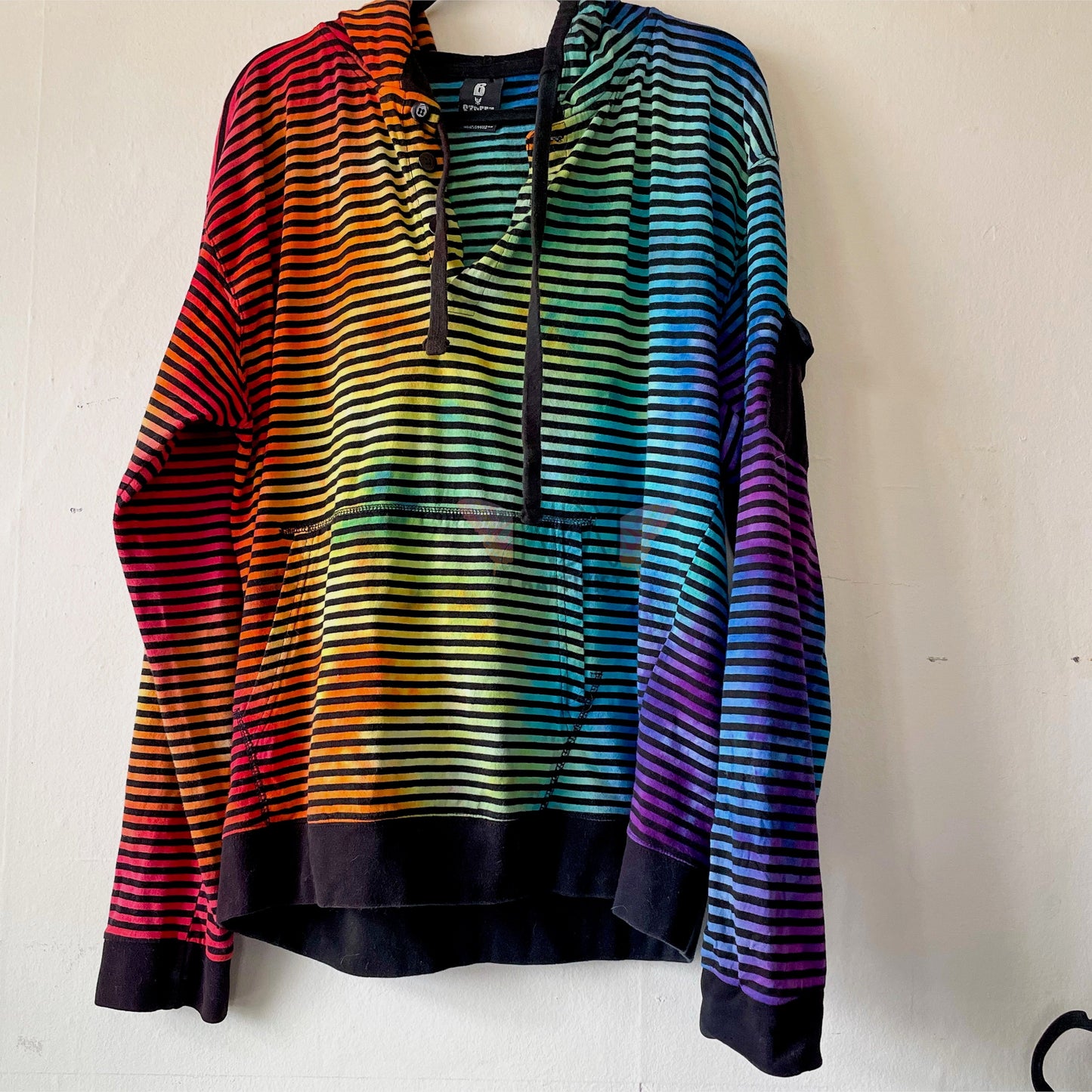 2X Long Sleeve Hooded Tie Dye T-Shirt