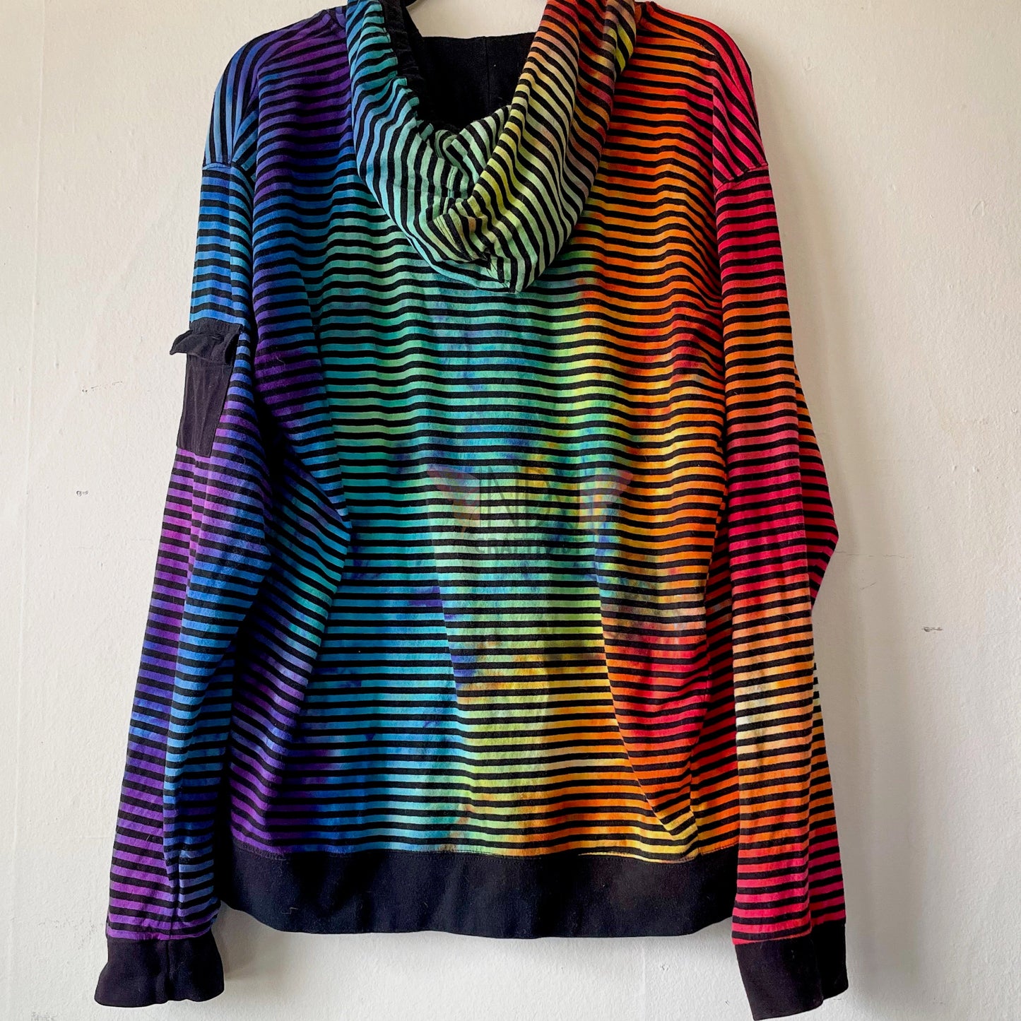 2X Long Sleeve Hooded Tie Dye T-Shirt