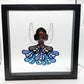 Blue Embroidered Framed Angel Wall Art