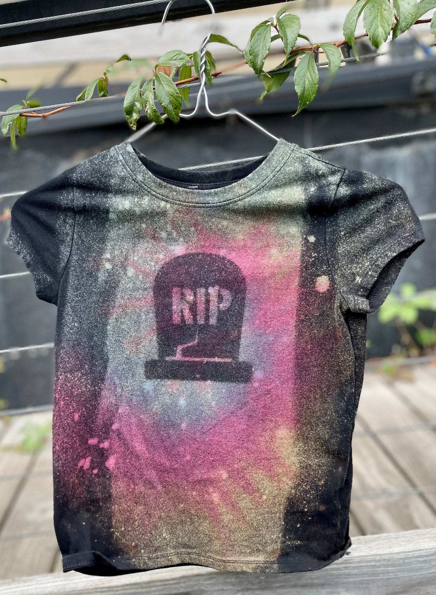 RIP Kids Small Halloween Reverse Tie Dyed T-shirt