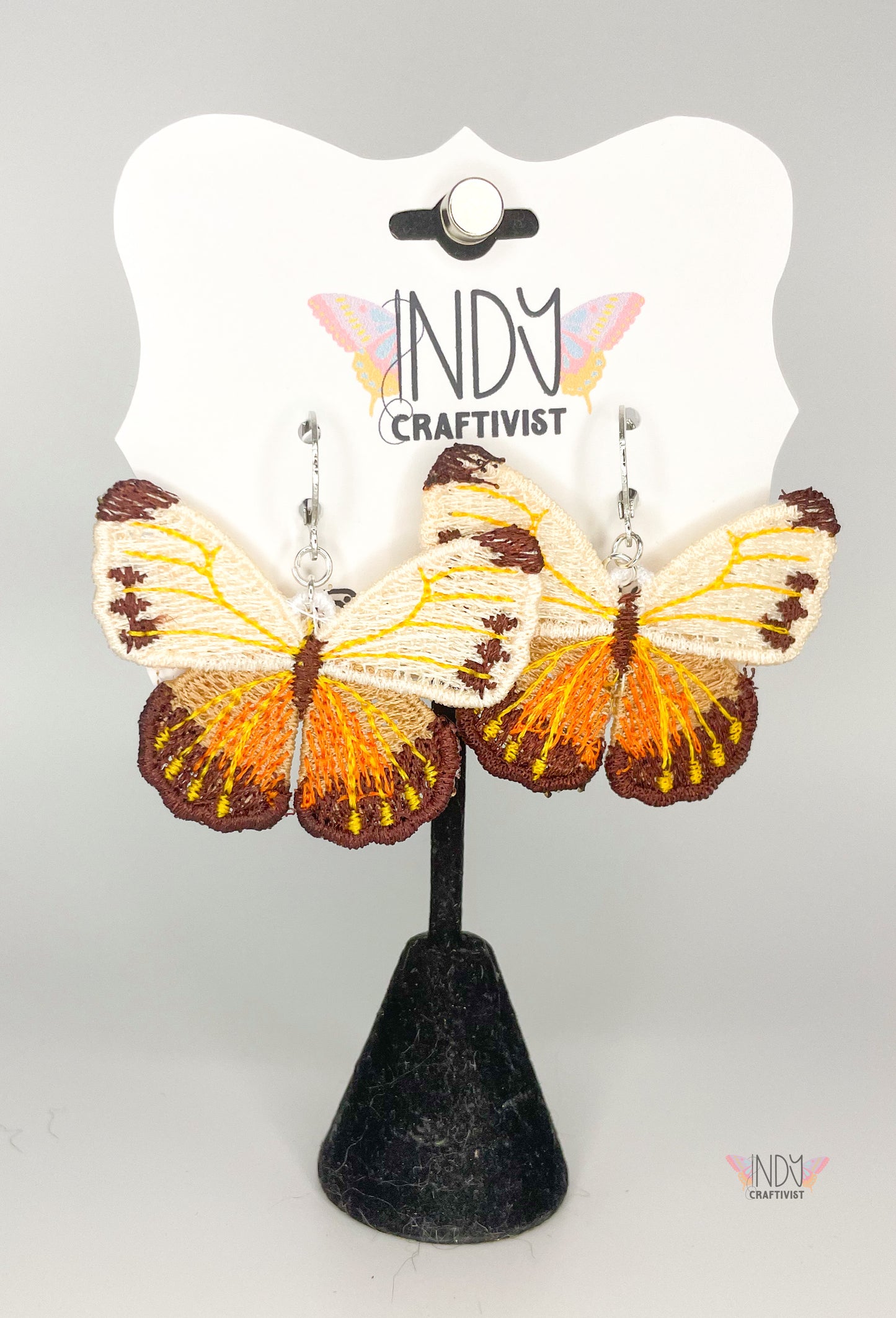 Made-To-Order Brown Tipped Full Butterfly Earrings
