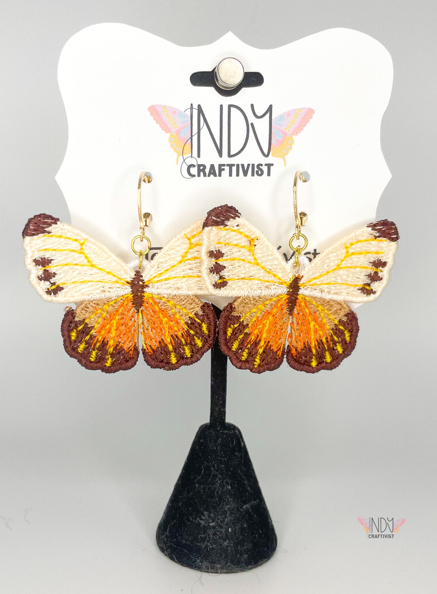 Made-To-Order Brown Tipped Full Butterfly Earrings