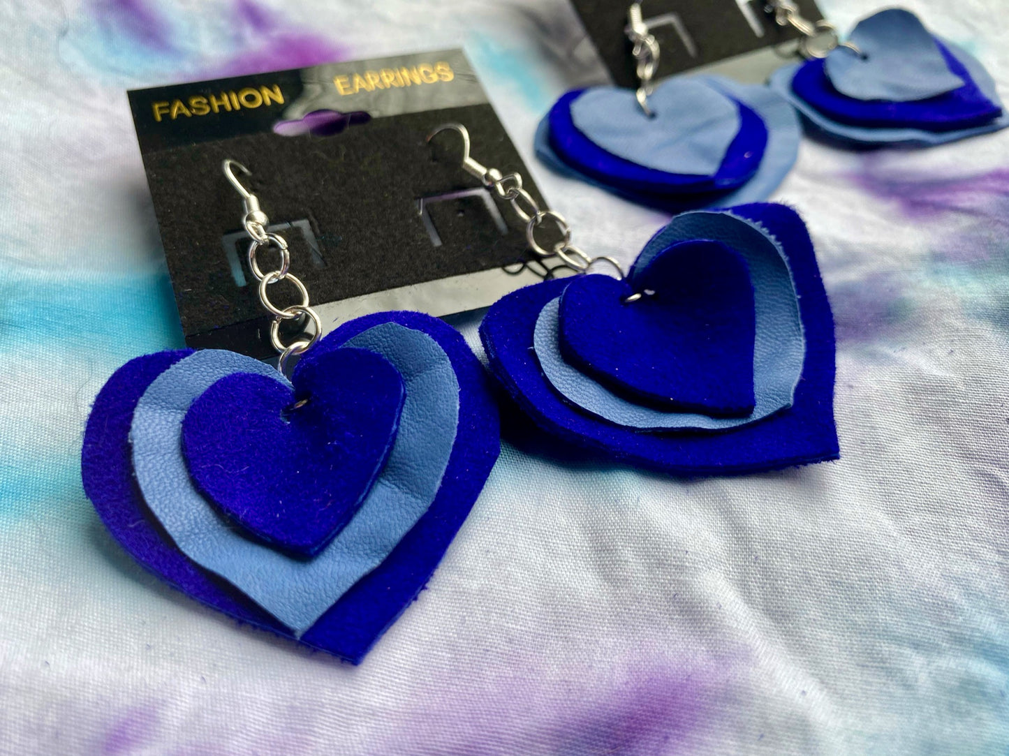 Hand Cut Leather Heart Earrings