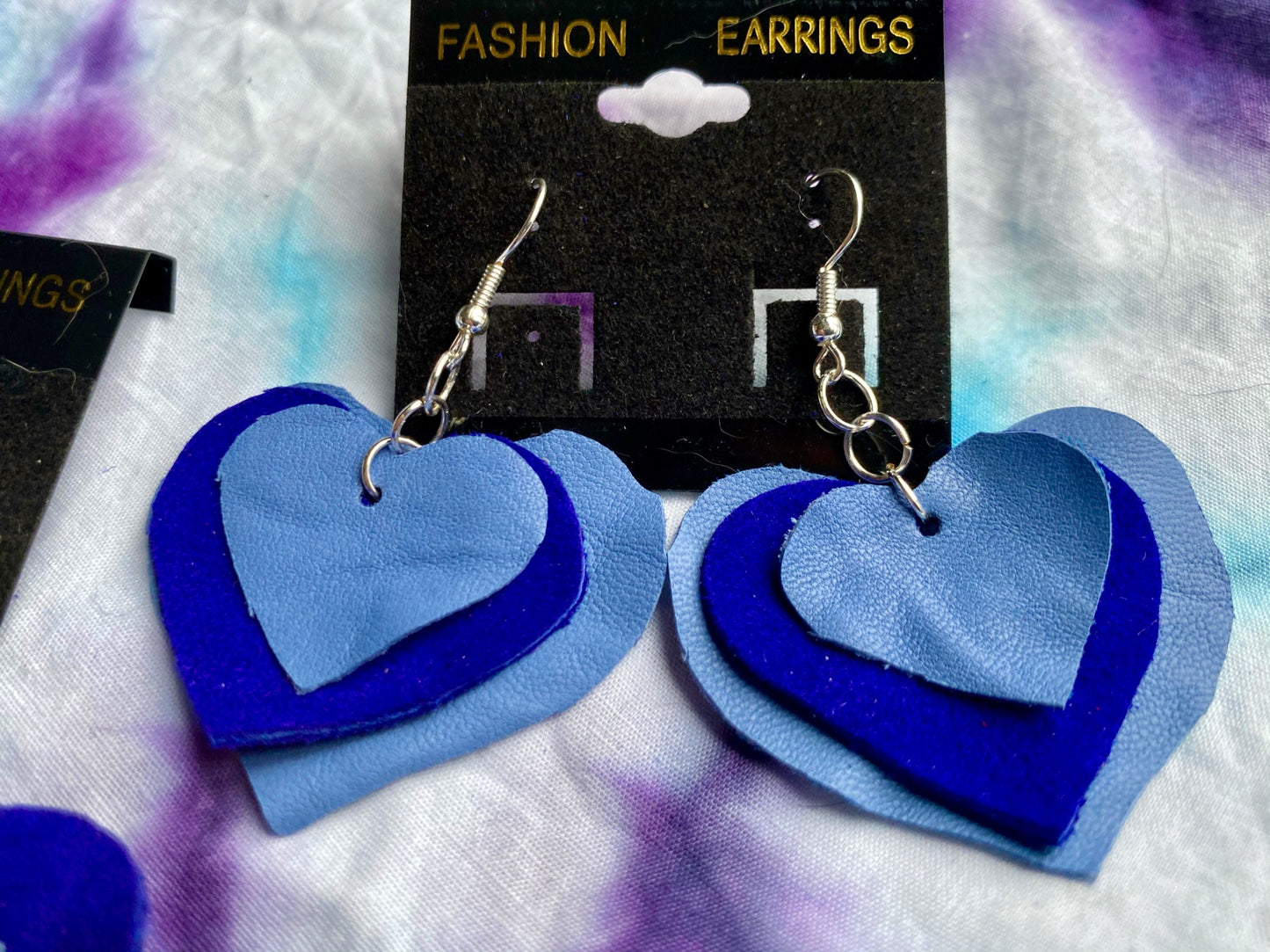 Hand Cut Leather Heart Earrings