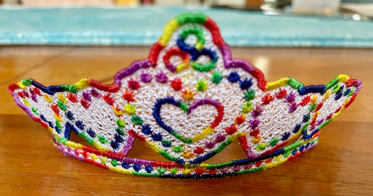 Freestanding Lace Embroidered Heart Tiara