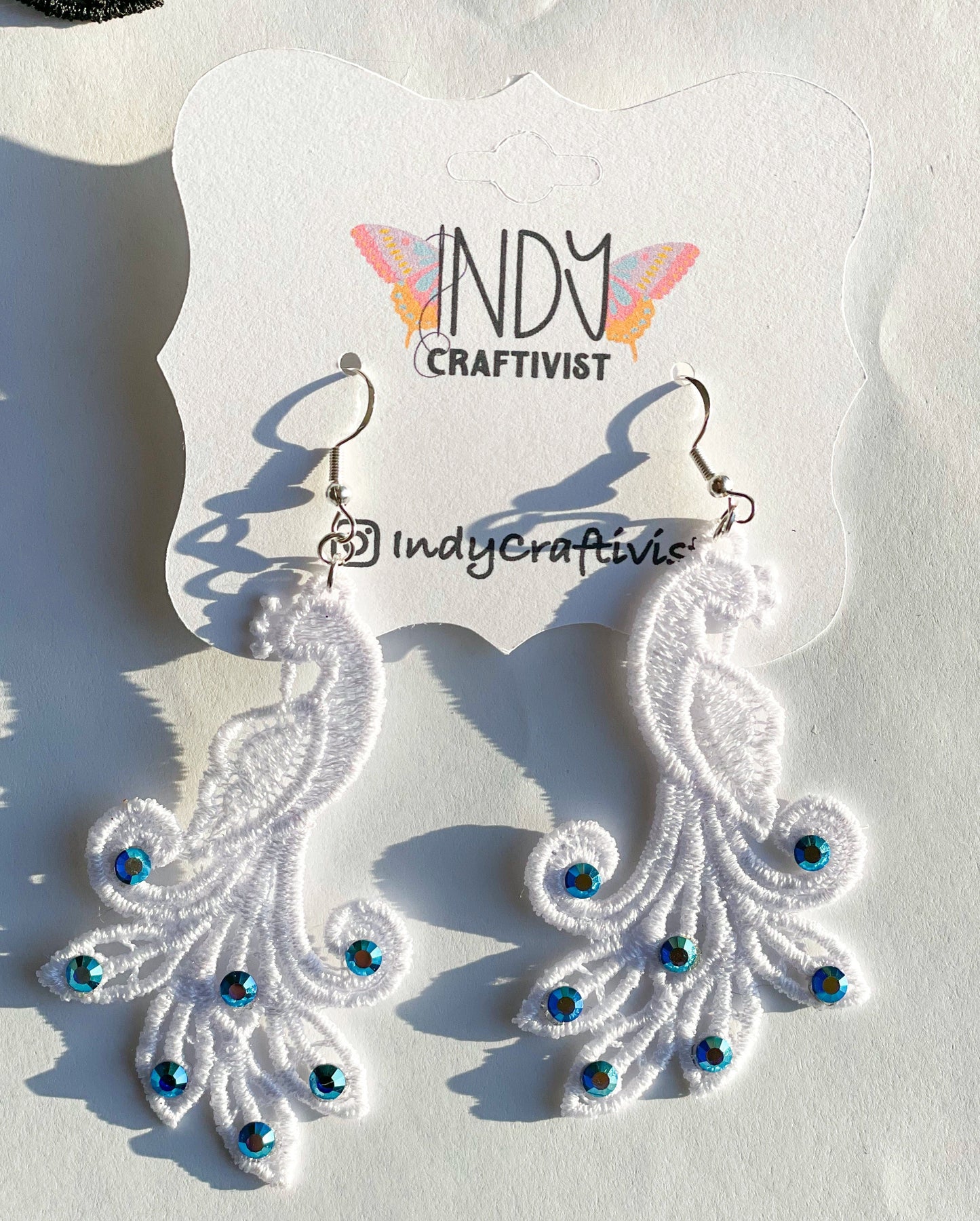 Rhinestoned Peacock Earrings Style 4