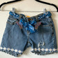 Daisy Trim Upcycled Denim Shorts