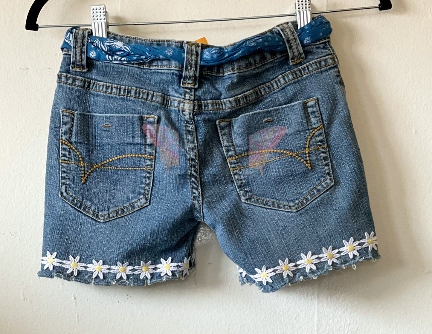 Daisy Trim Upcycled Denim Shorts