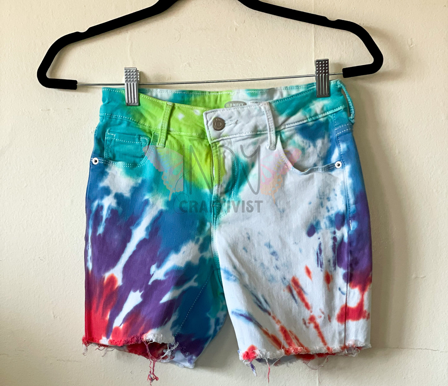 Upcycled Tie Dyed Denim Shorts