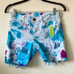 Teal & Raisin Upcycled Tie Dyed Denim Shorts