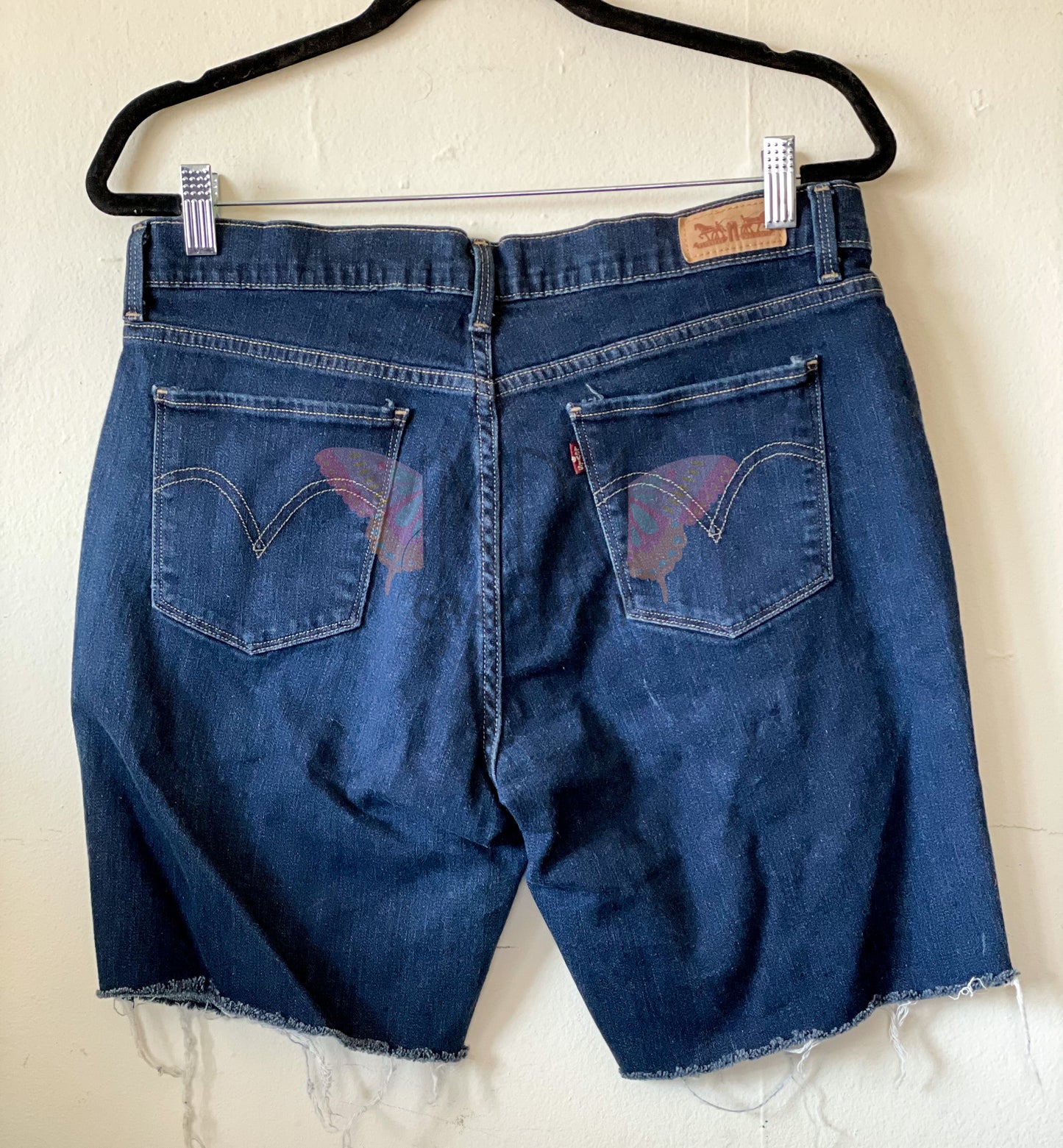 Upcycled Denim Shorts with Care Bear Hearts