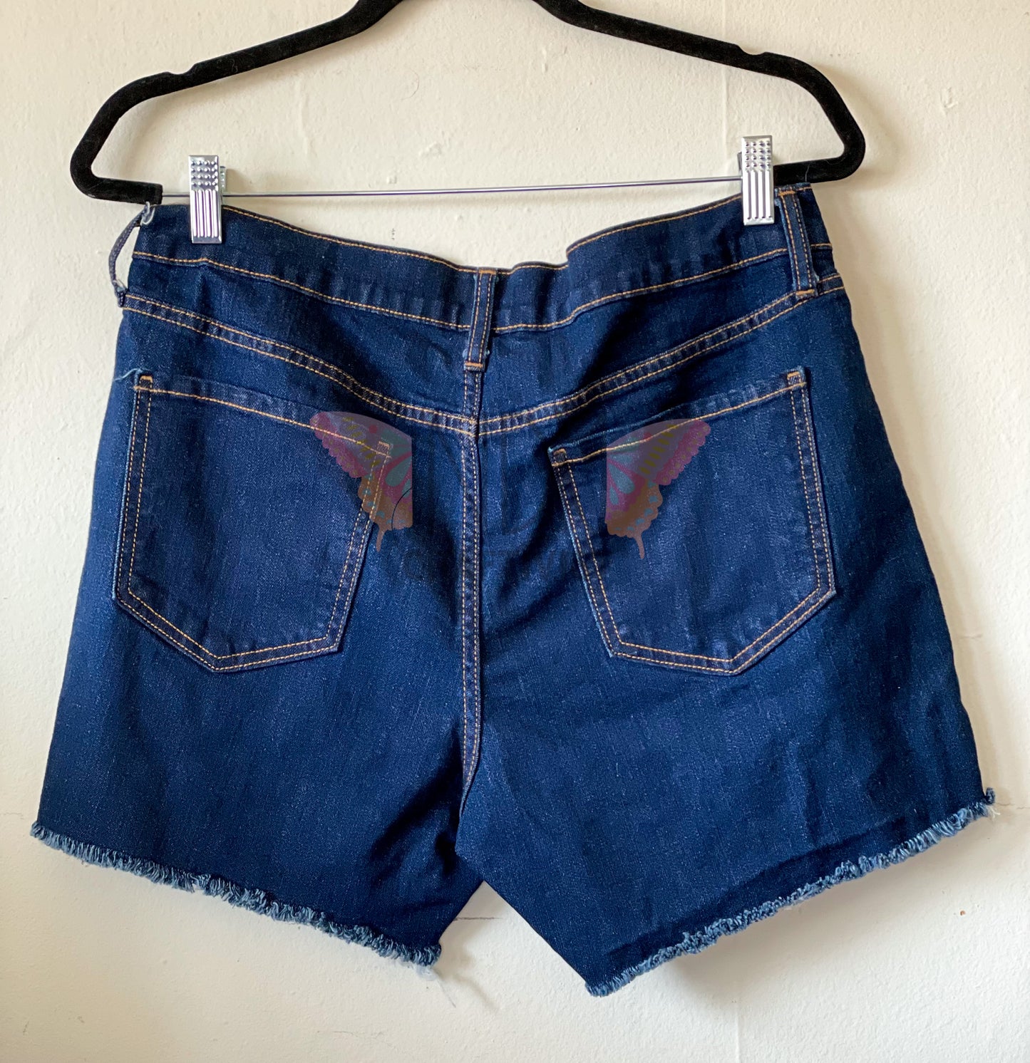 Upcycled Denim Shorts with Heart Flower Detail