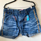 Upcycled Denim Shorts with Metallic Side Trim