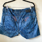 Upcycled Denim Shorts with Metallic Side Trim