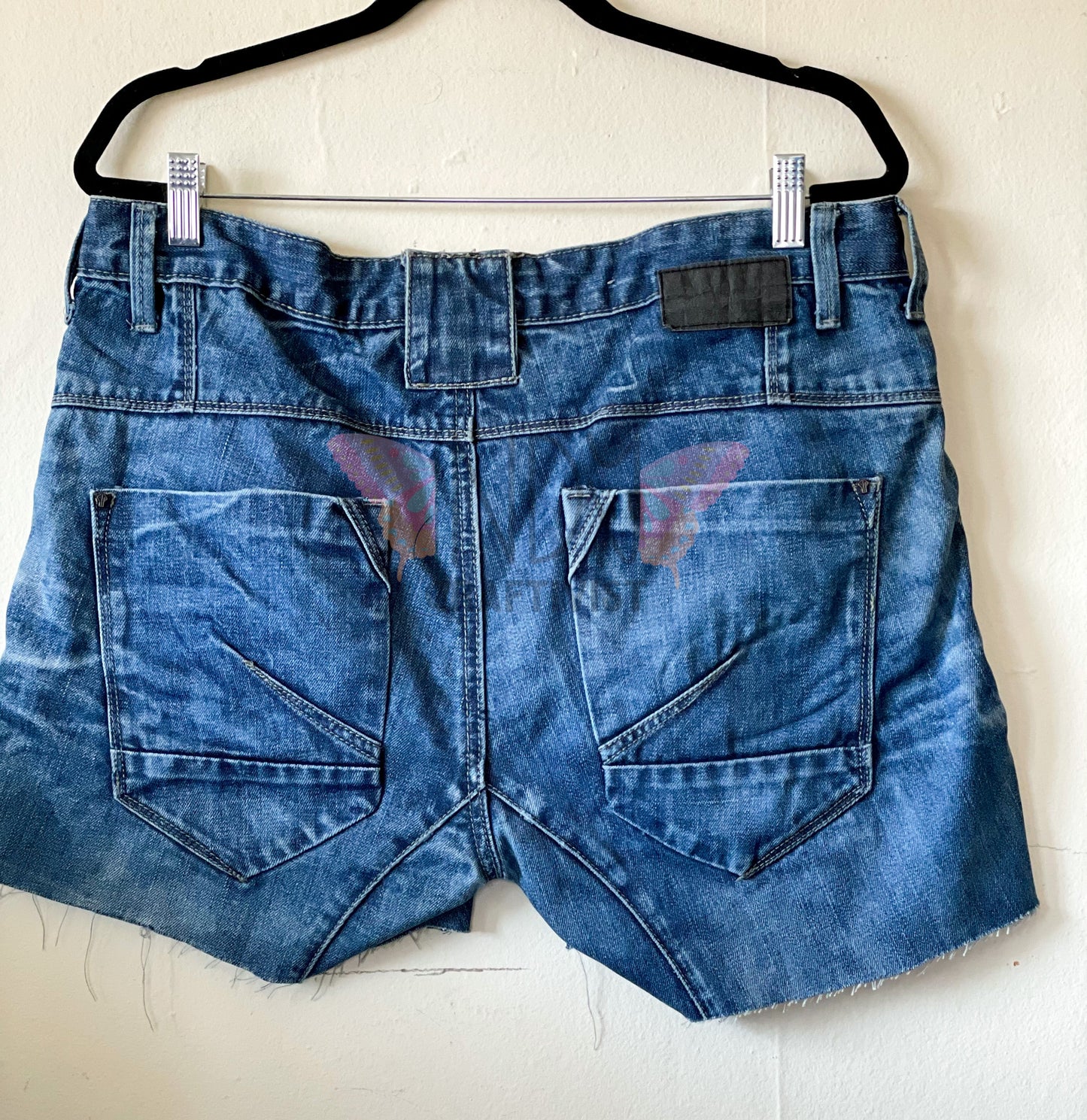 Upcycled Denim Shorts with Metallic Side Trim