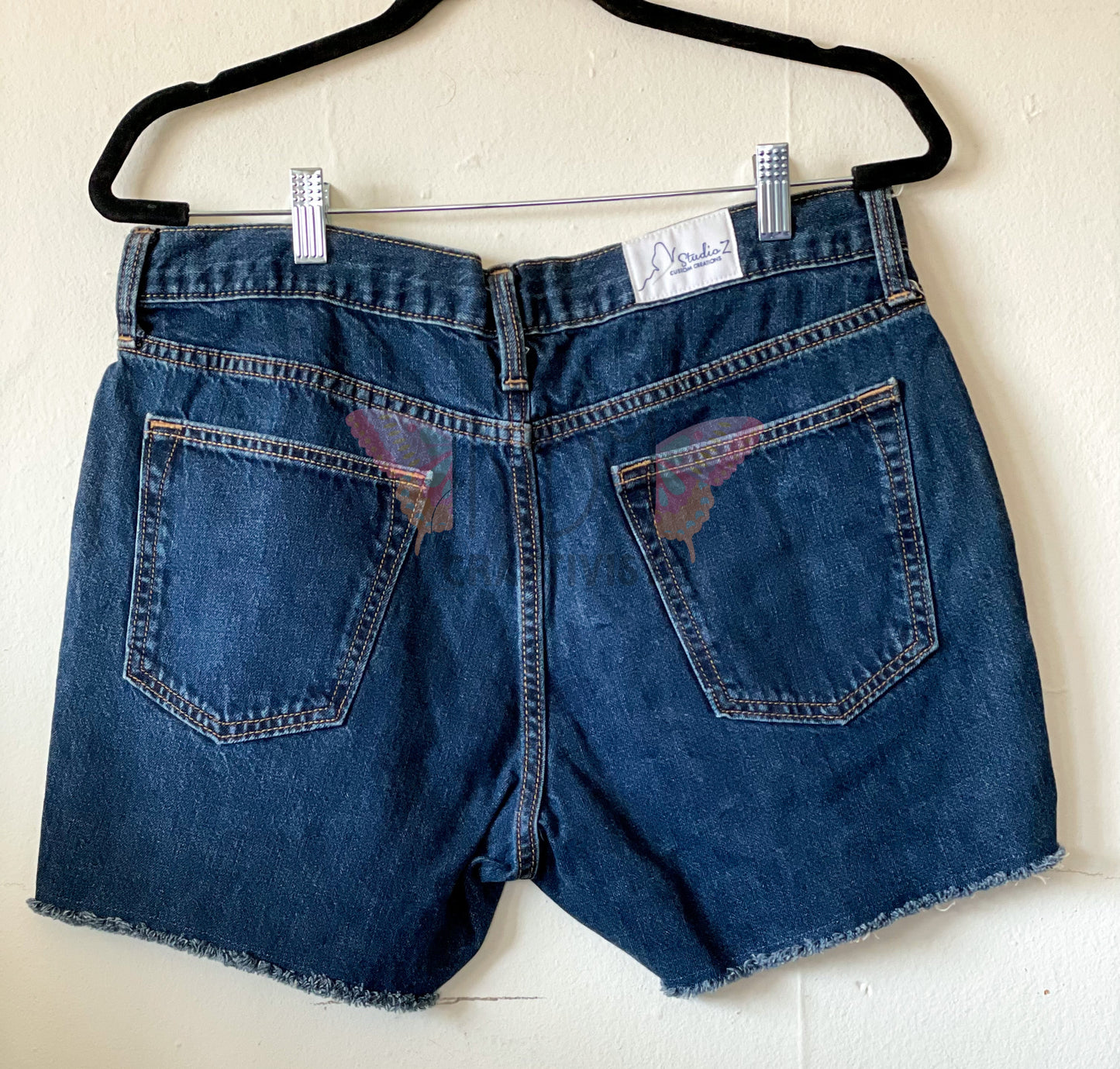 Upcycled Denim Shorts with Colts Flower