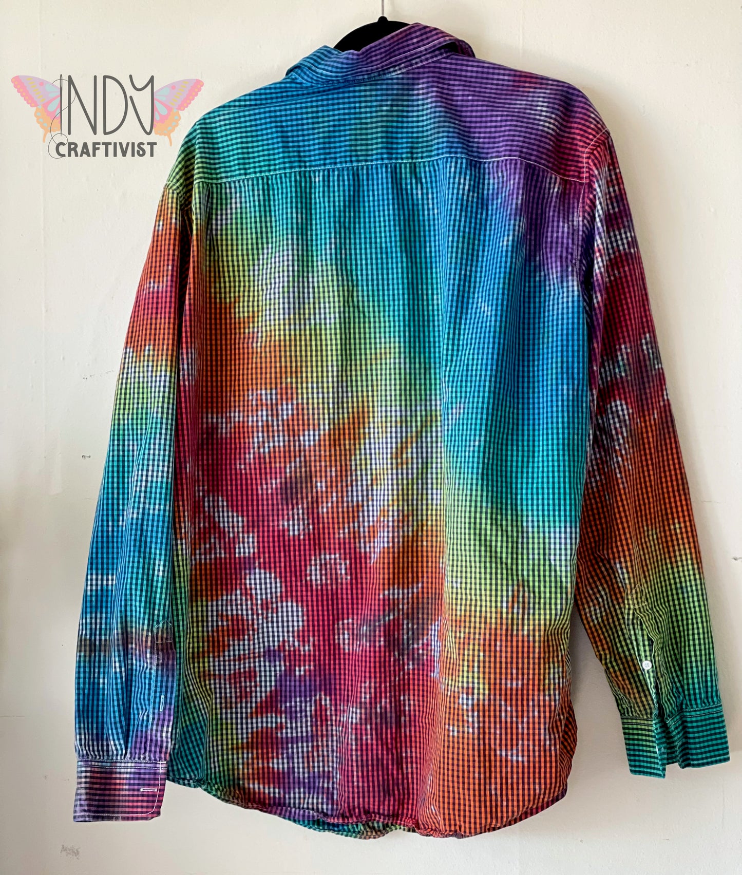 Adult 2X Large Long Sleeve Upcycled Tie Dye Button Down