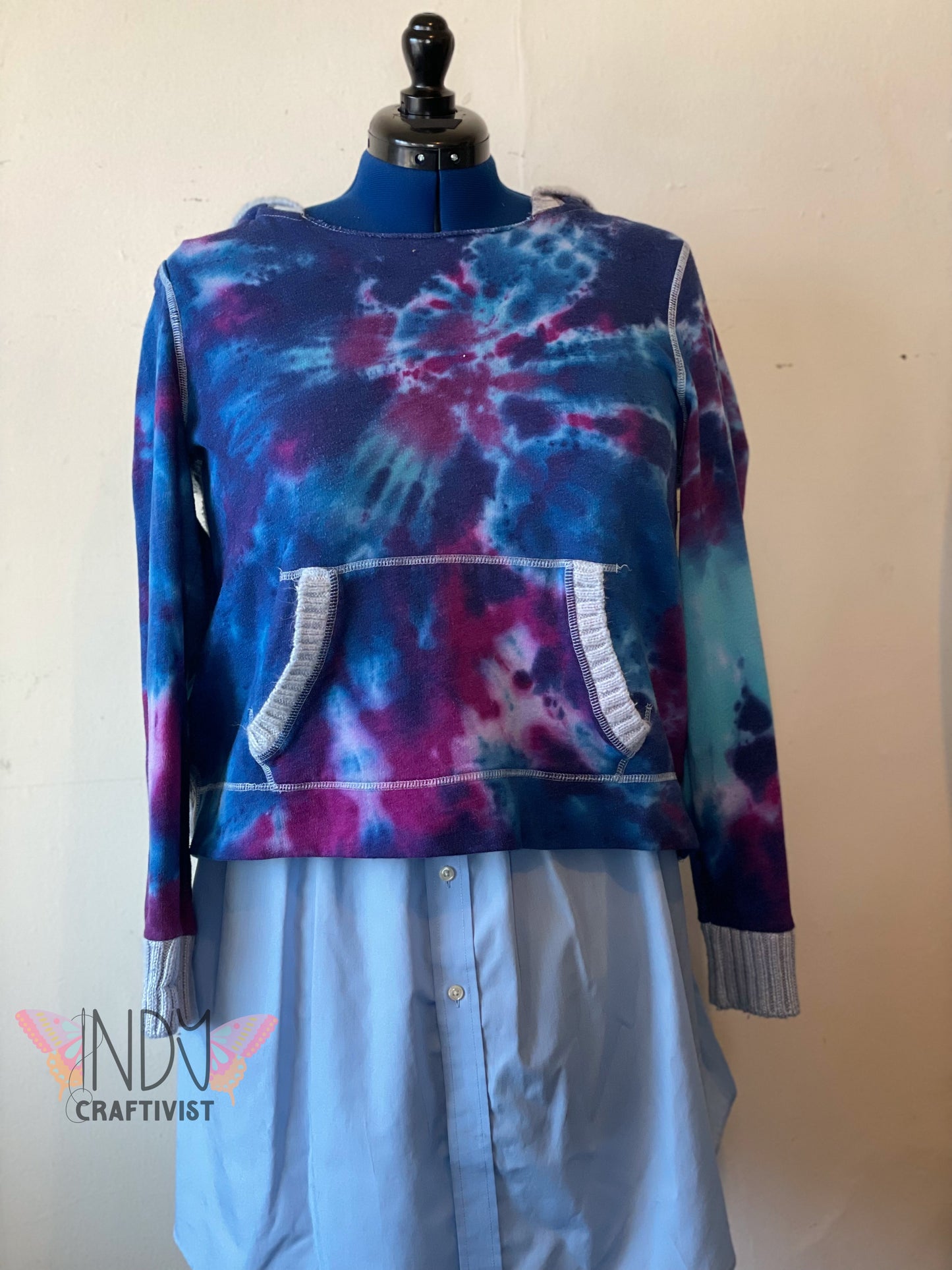 Adult Extra Large Long Sleeve Upcycled Tie Dye Hoodie
