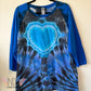 Extra Large 3/4 Length Sleeve Tie Dye T-shirt