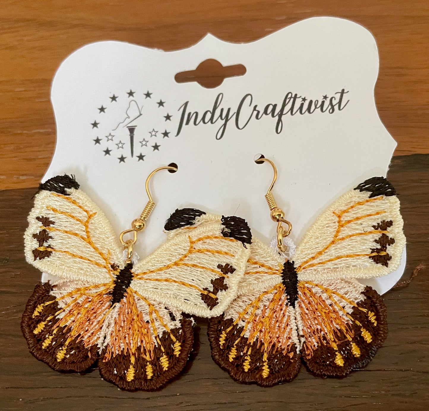 Made-To-Order Brown Tipped Full Butterfly Earrings
