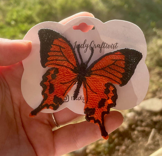 Made-To-Order Orange Butterfly Freestanding Lace Embroidered Butterfly Hair Clip