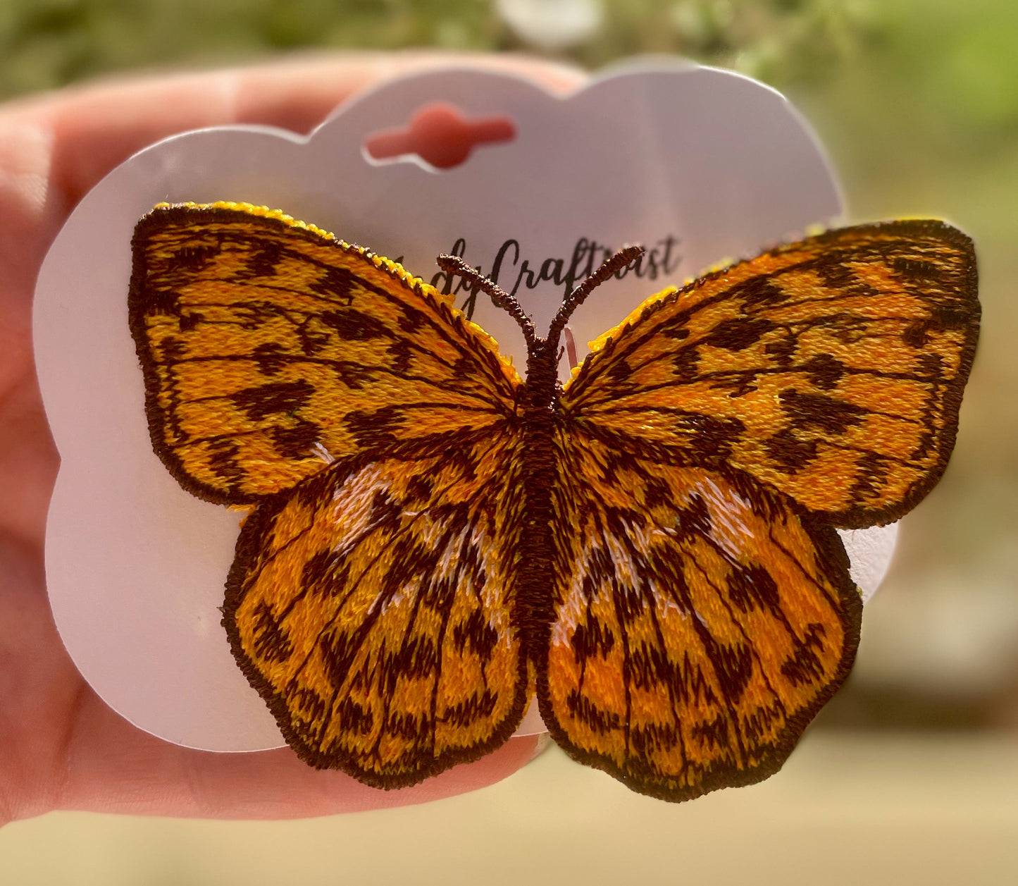 Made-To-Order Fritillaries Embroidered Butterfly Hair Clip