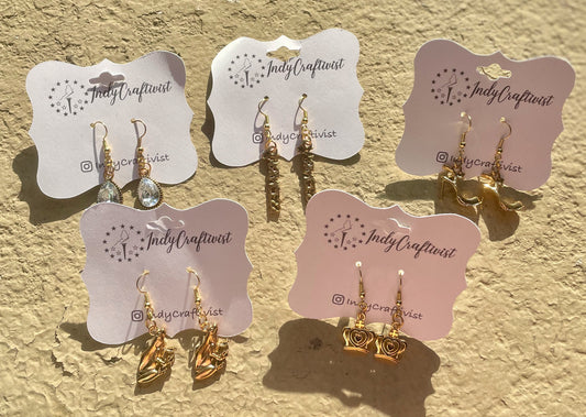 Gold Princess Charm Earrings