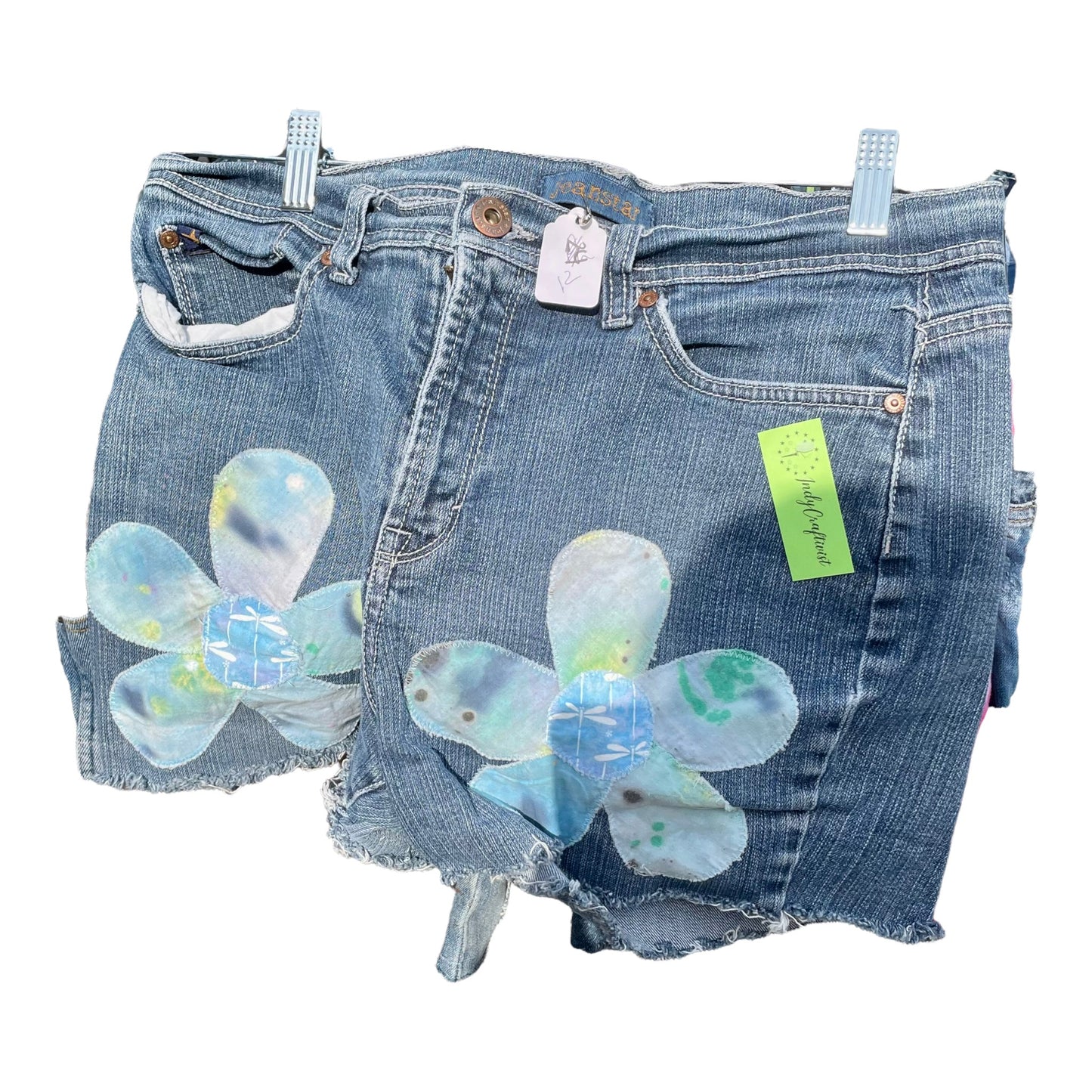 Upcycled Denim Shorts with Floral Detail