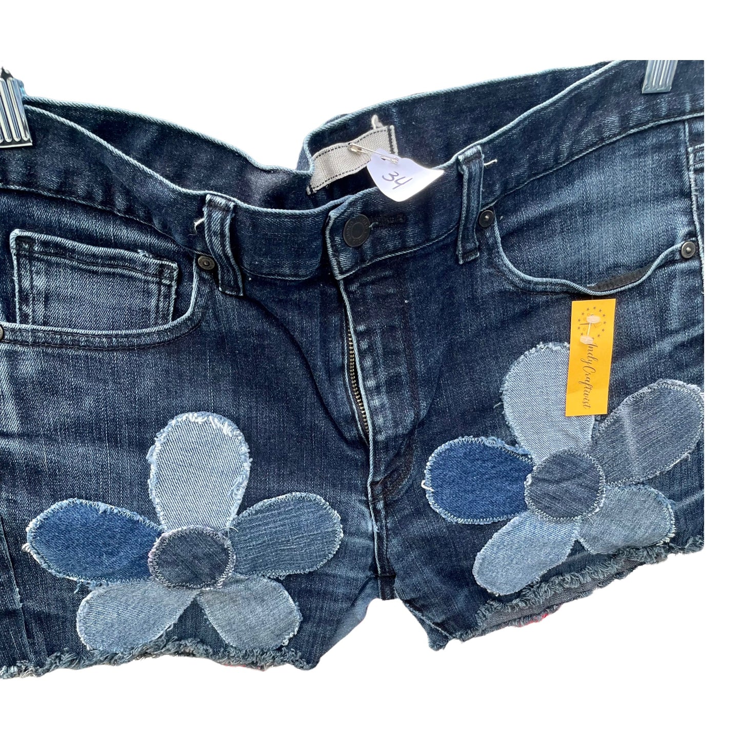 Upcycled Denim Shorts with Floral Detail