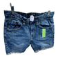 Upcycled Denim Shorts with Silver Metallic Trim