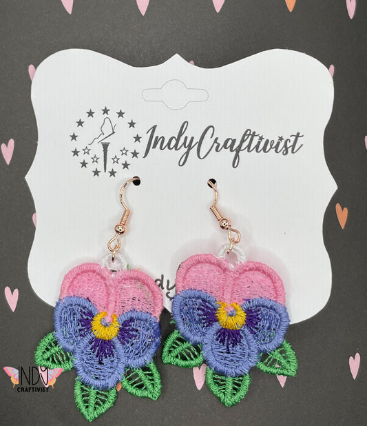 Pansies Flower Earrings