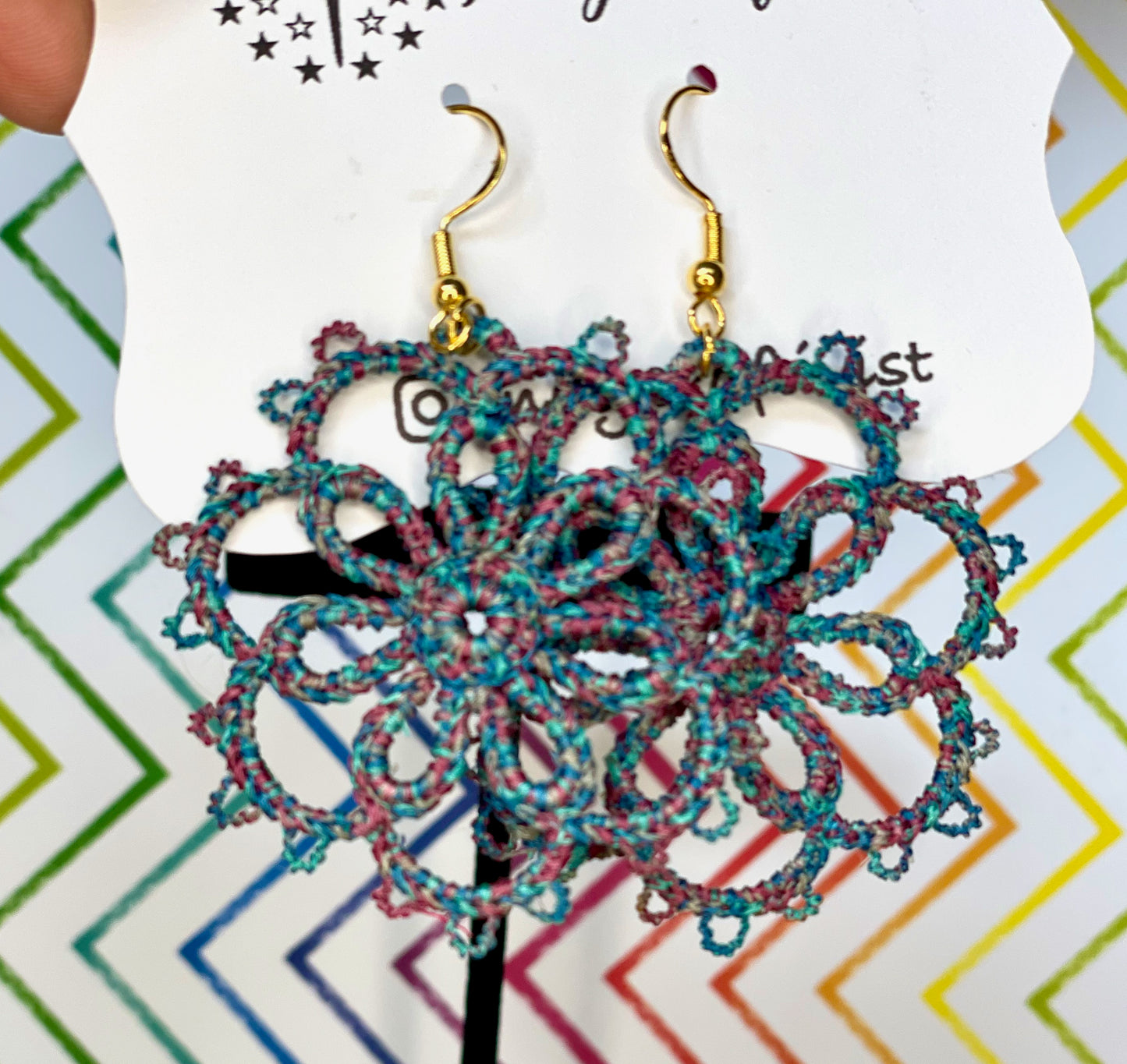 Made-To-Order Wheeled Flower Tatting Earrings