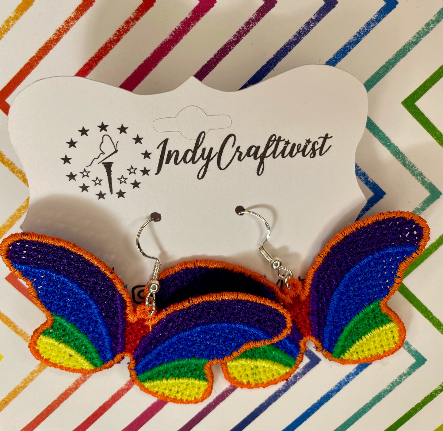 Made-To-Order Rainbow Butterfly Earrings