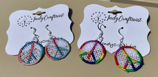Freestanding Lace Small Peace Sign Earrings