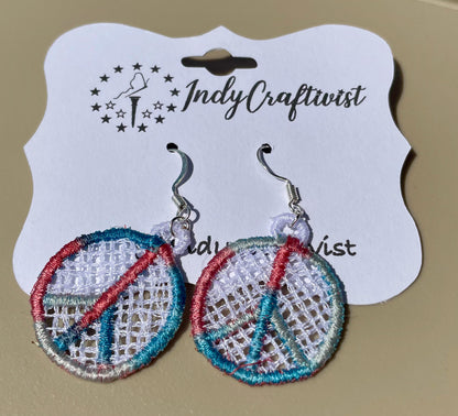 Freestanding Lace Small Peace Sign Earrings