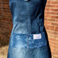 Upcycled Children's Denim Apron with Rhinestone Accent Denim Flower
