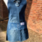 Upcycled Children's Denim Apron with Rhinestone Accent Denim Flower