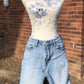 Upcycled Denim Skirt with Black Sequin Inset