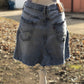 Upcycled Denim Skirt with Black Sequin Inset