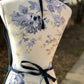 Upcycled Children's Denim Apron with Rhinestone Accent Denim Flower