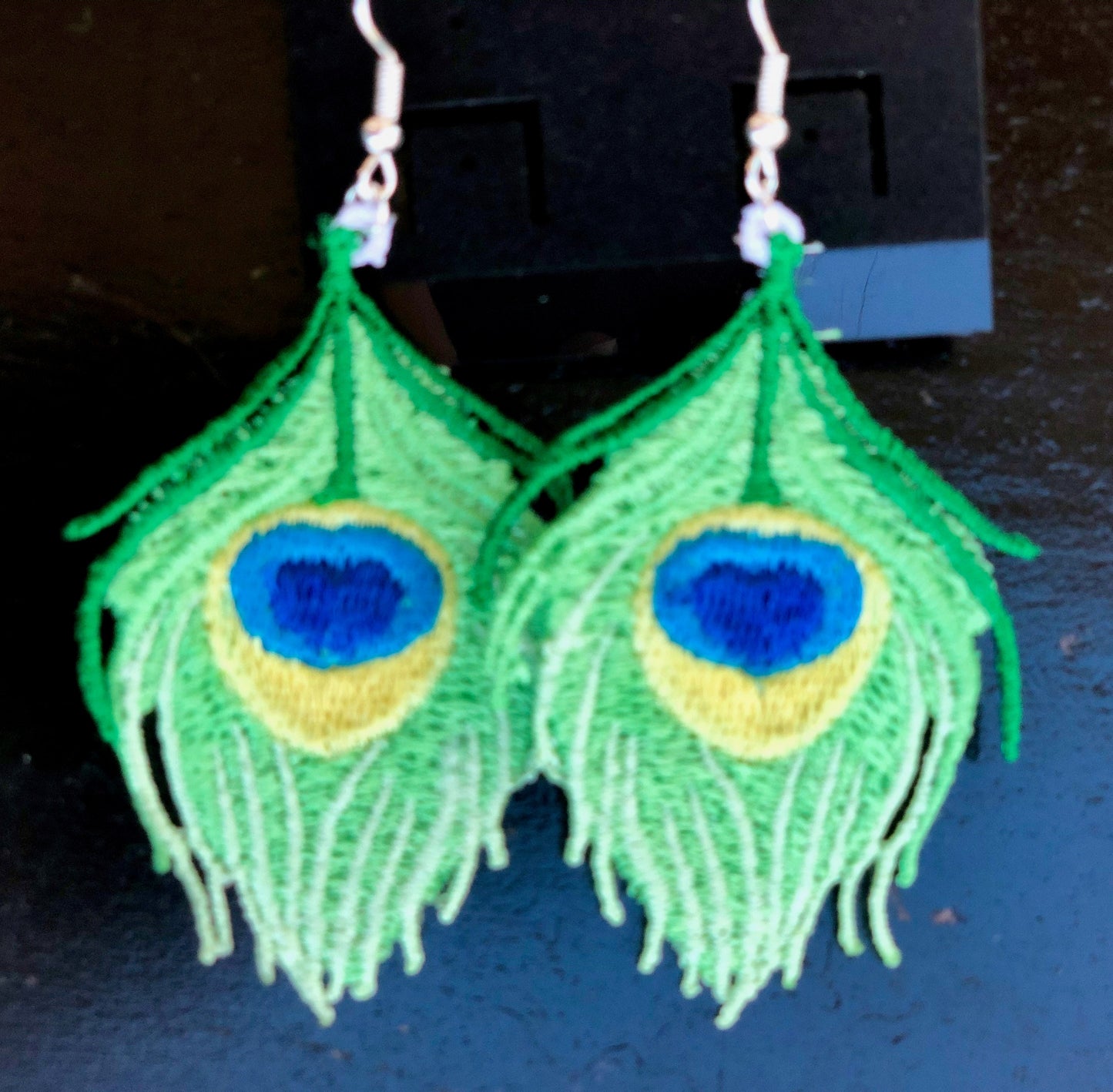 Made-To-Order Green Peacock Feather Earrings
