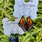 Blue Monarch Butterfly Wing Earrings