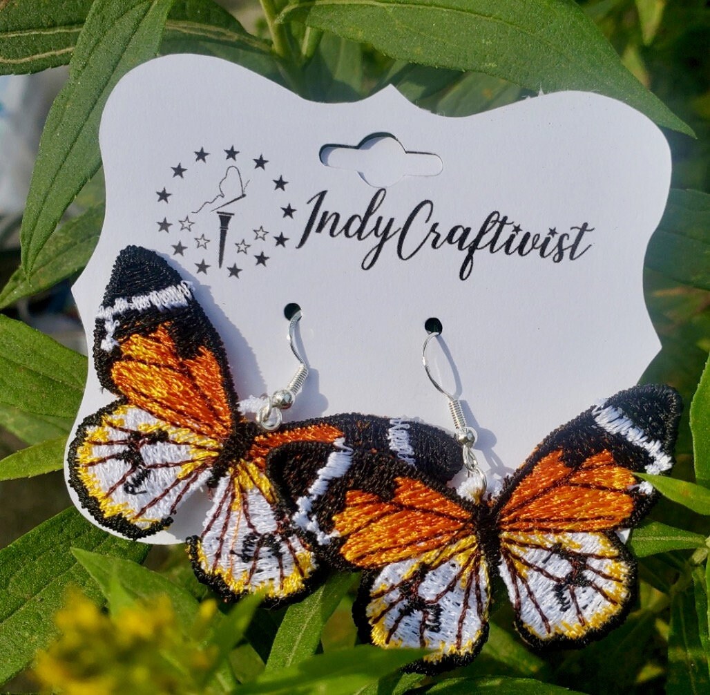 Orange Monarch Full Butterfly Earrings