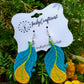 Tricolor Freestanding Lace Embroidered Feather Earrings