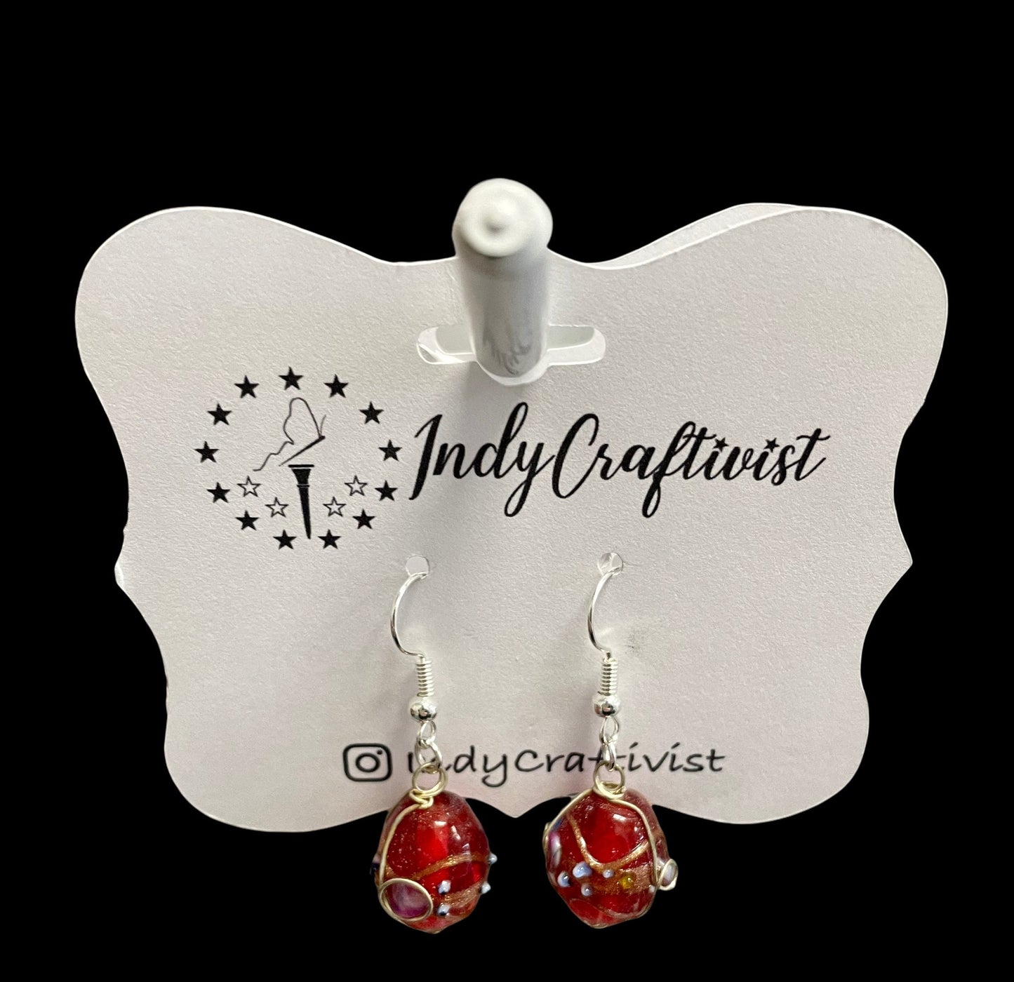 Handmade Glass Bead Charm Earring